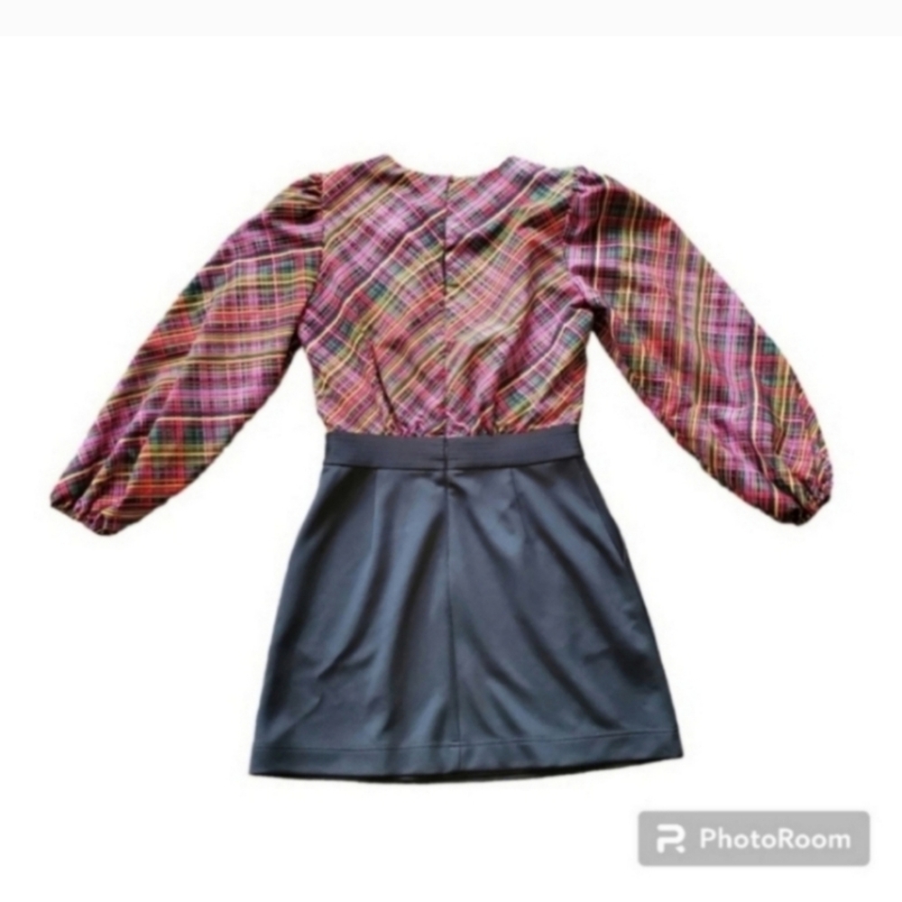 NEW LDT Orange Ivonne Pink Plaid Purple Green Mini Dress - Picture 8 of 11